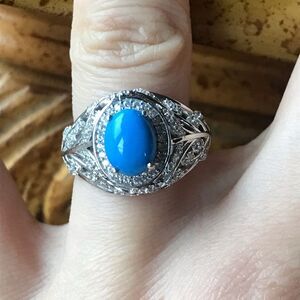 Natural Ceruleite Sterling Silver Ring Size 8